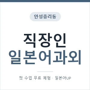 안성중리동 직장인일본어과외 안내 이미지 — 일본어UP 1:1 맞춤 수업, 첫 수업 무료 체험