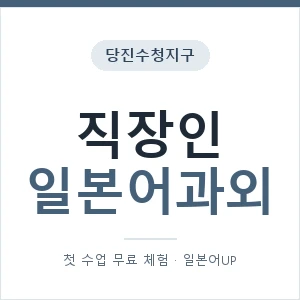 당진수청지구 직장인일본어과외 안내 이미지 — 일본어UP 1:1 맞춤 수업, 첫 수업 무료 체험