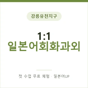 강릉유천지구 1:1 일본어회화과외 안내 이미지 — 일본어UP 1:1 맞춤 수업, 첫 수업 무료 체험