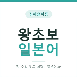 김해율하동 왕초보일본어 안내 이미지 — 일본어UP 1:1 맞춤 수업, 첫 수업 무료 체험