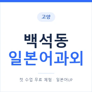백석동 일본어과외 안내 이미지 — 일본어UP 1:1 맞춤 수업