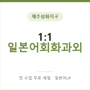 제주삼화지구 1:1 일본어회화과외 안내 이미지 — 일본어UP 1:1 맞춤 수업, 첫 수업 무료 체험