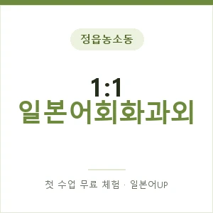 정읍농소동 1:1 일본어회화과외 안내 이미지 — 일본어UP 1:1 맞춤 수업, 첫 수업 무료 체험