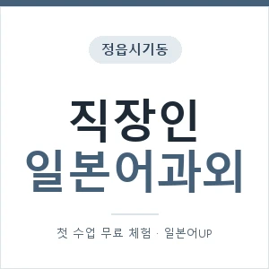 정읍시기동 직장인일본어과외 안내 이미지 — 일본어UP 1:1 맞춤 수업, 첫 수업 무료 체험