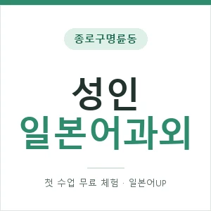 종로구명륜동 성인일본어과외 안내 이미지 — 일본어UP 1:1 맞춤 수업, 첫 수업 무료 체험