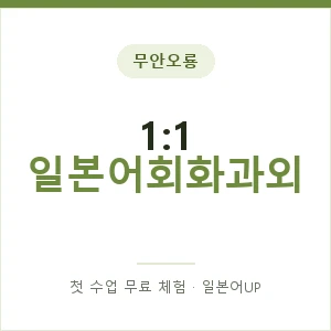 무안오룡 1:1 일본어회화과외 안내 이미지 — 일본어UP 1:1 맞춤 수업, 첫 수업 무료 체험