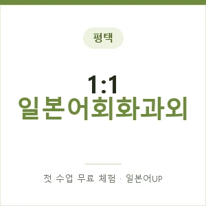 평택 1:1 일본어회화과외 안내 이미지 — 일본어UP 1:1 맞춤 수업, 첫 수업 무료 체험