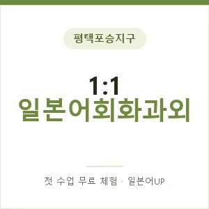 평택포승지구 1:1 일본어회화과외 안내 이미지 — 일본어UP 1:1 맞춤 수업, 첫 수업 무료 체험