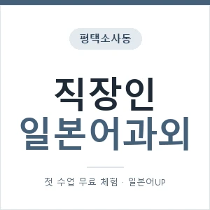 평택소사동 직장인일본어과외 안내 이미지 — 일본어UP 1:1 맞춤 수업, 첫 수업 무료 체험