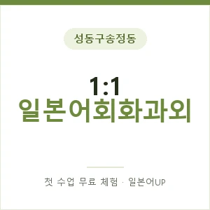 성동구송정동 1:1 일본어회화과외 안내 이미지 — 일본어UP 1:1 맞춤 수업, 첫 수업 무료 체험