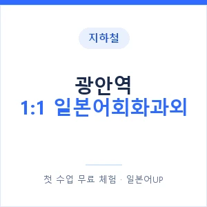 지하철 광안역 1:1 일본어회화과외 - 왕초보부터 안내 이미지 — 일본어UP 1:1 맞춤 수업, 첫 수업 무료 체험