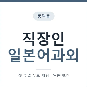 풍덕동 직장인일본어과외 안내 이미지 — 일본어UP 1:1 맞춤 수업, 첫 수업 무료 체험