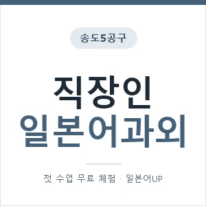 송도5공구 직장인일본어과외 안내 이미지 — 일본어UP 1:1 맞춤 수업, 첫 수업 무료 체험