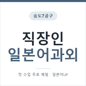 송도7공구 직장인일본어과외 안내 이미지 — 일본어UP 1:1 맞춤 수업, 첫 수업 무료 체험