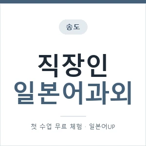 송도 직장인일본어과외 안내 이미지 — 일본어UP 1:1 맞춤 수업, 첫 수업 무료 체험